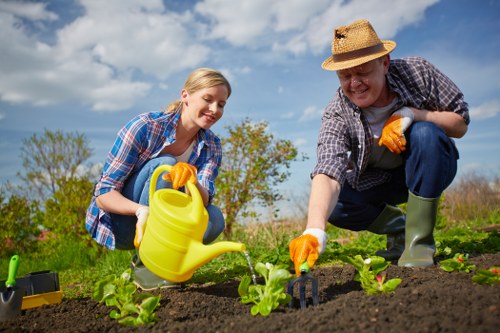 Free quote visit showing a gardener assessing a garden